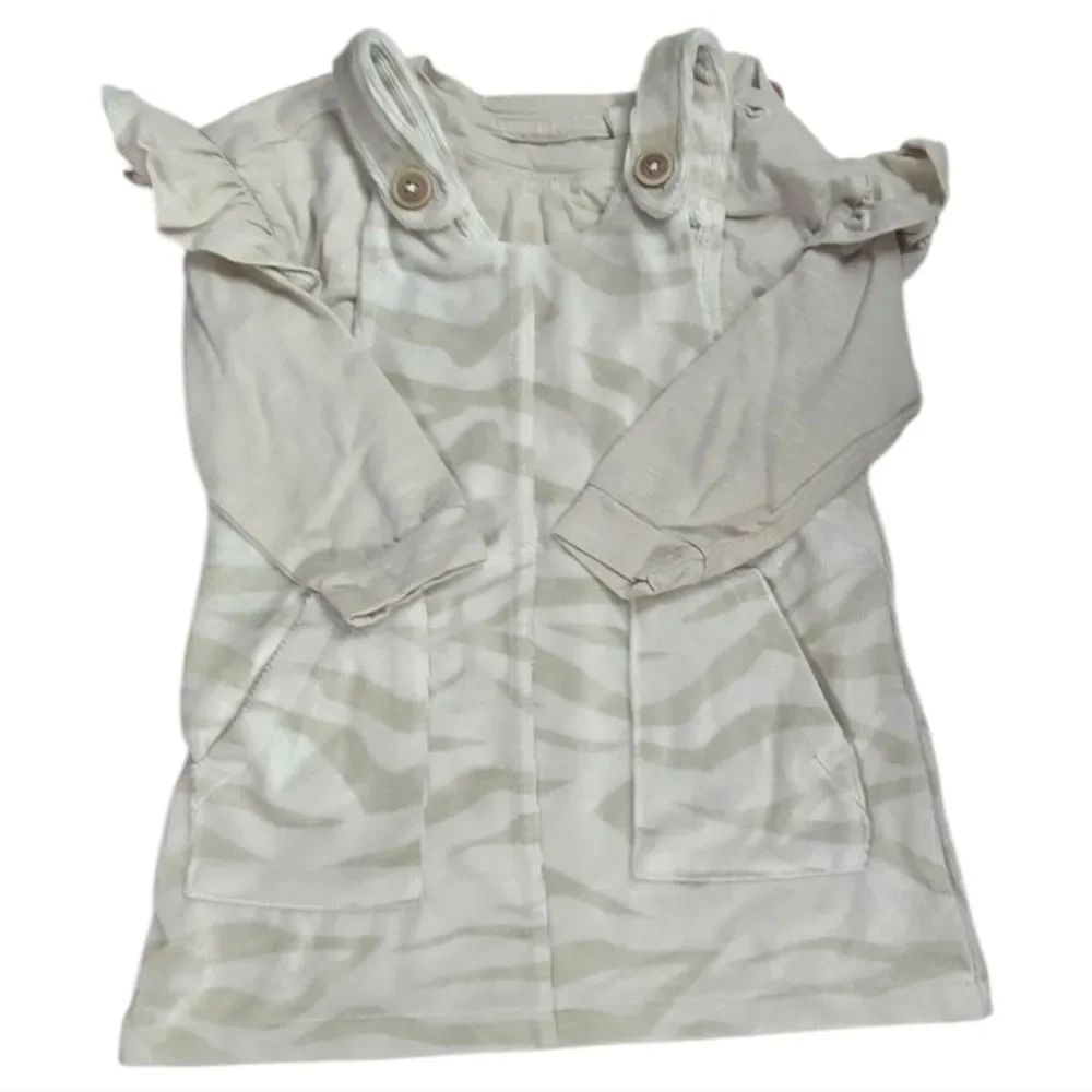 Jessica Simpson 12M Baby Girl Zebra Print Velour Overall Dress Ruffle Sleeve Top